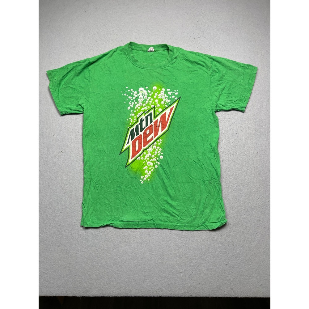 Jerzees Mtn Dew Graphic T-Shirt Cotton Blend Green Large Mens